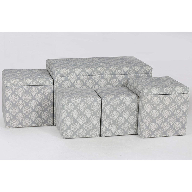 Alcott Hill Hailee 5 Piece Cloth Tufted Storage Ottoman Reviews