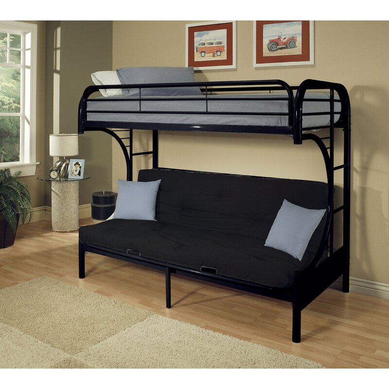 Zoomie Kids Hiett Twin Over Full Futon Bunk Bed & Reviews | Wayfair