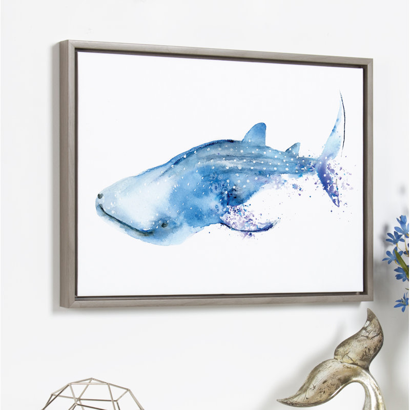 Breakwater Bay Wyatt The Whale Shark Framed Watercolor Painting