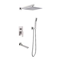 Contain Rough In Valve Body Complete All Metal Shower System 12 Inch Rainfall Showerhead and Hand Set Included Acefy Shower System Shower Faucet Set with Tub Spout Brushed Nickel 