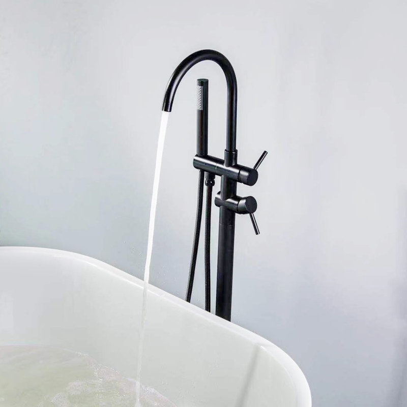Matrix Decors Double Handle Floor Mounted Clawfoot Tub Faucet Wayfair