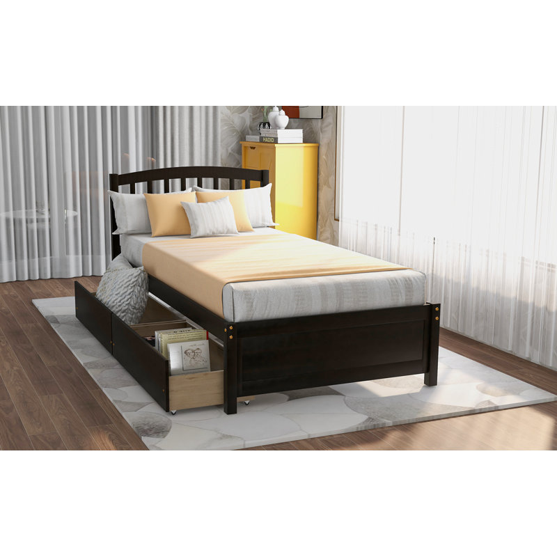 Red Barrel Studio Derrice Twin Solid Wood Low Profile Storage Platform Bed Wayfair
