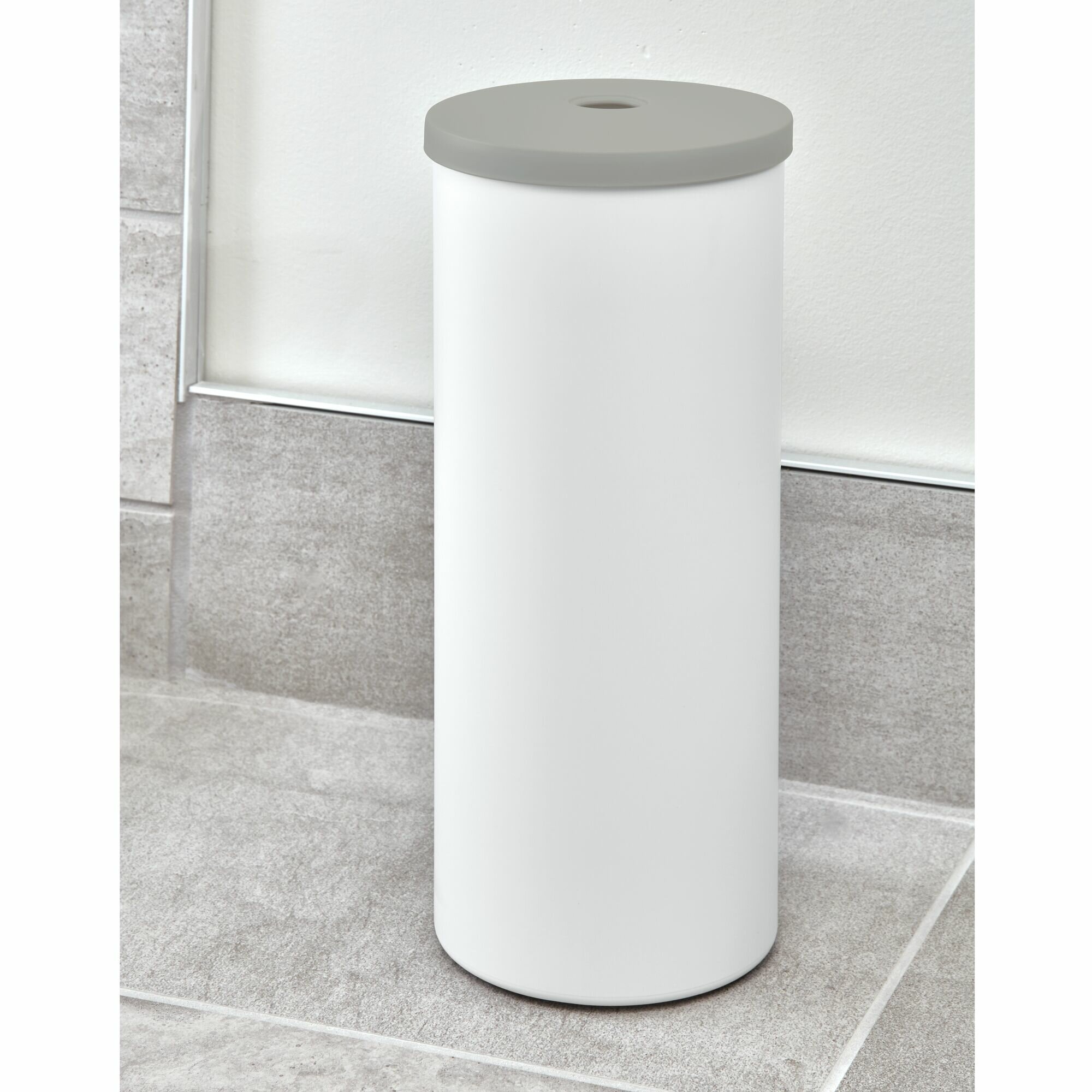 Matte White mDesign Toilet Paper Holder and Reserve for Bathroom 