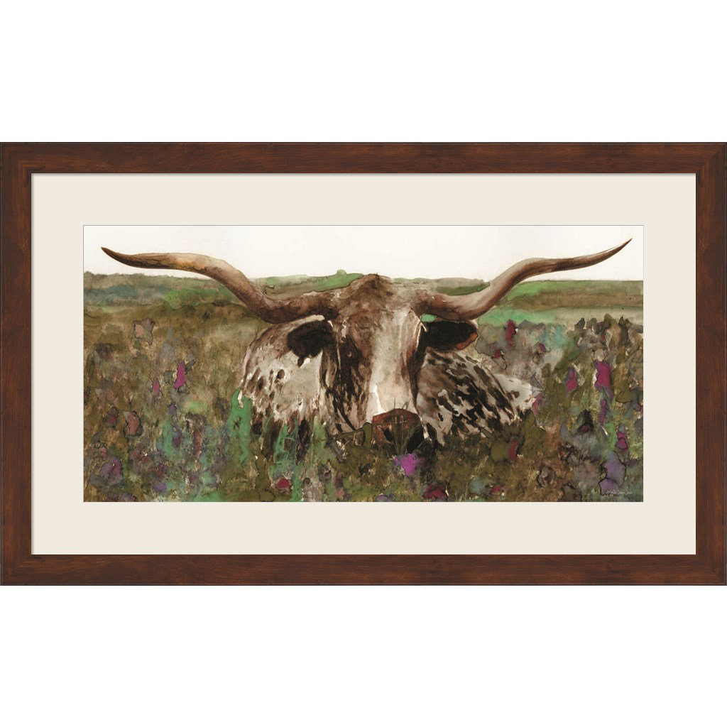Foundry Select Texas Longhorn In Field Picture Frame Print Wayfair