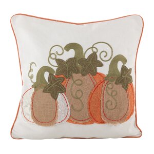 Burlap Pumpkin Applique Design Decorative Throw Pillow