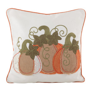 Burlap Pumpkin Applique Design Decorative Throw Pillow