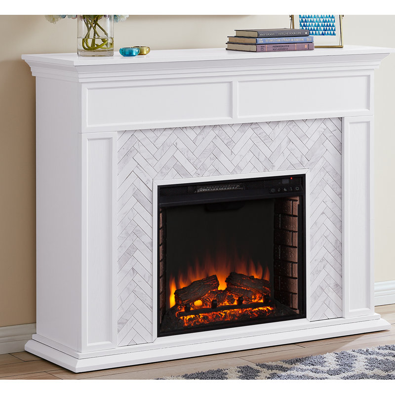 Charlton Home Torlington Marble Tiled Electric Fireplace Reviews