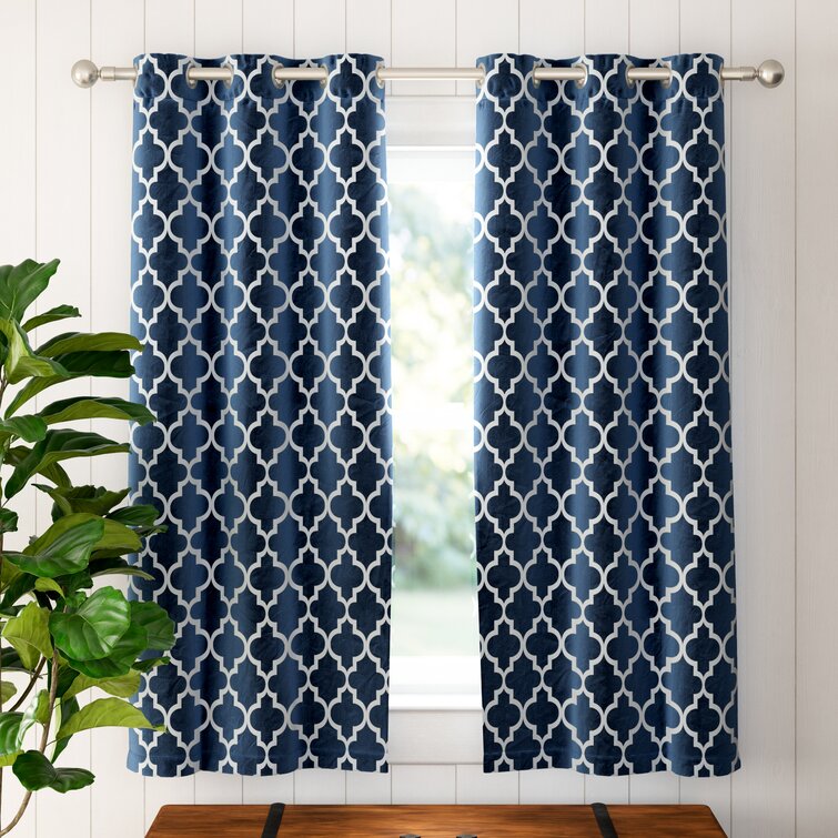 2 PANELS GEOMETRIC DESIGN HEAVY THICK THERMAL LINED BLACKOUT WINDOW CURTAIN K22 
