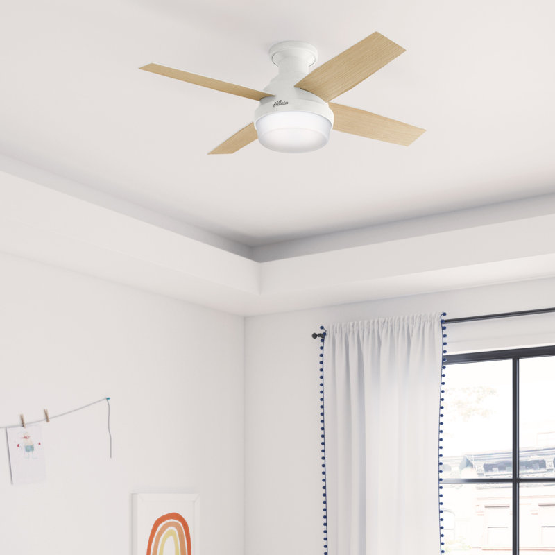 Hunter Fan 44 Dempsey Low Profile 4 Blade Led Flush Mount Ceiling Fan With Remote Control And Light Kit Included Reviews Wayfair