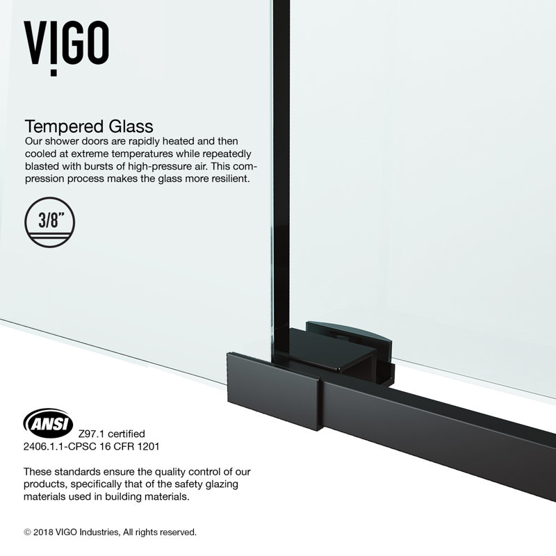 Vigo Elan 52 X 74 Single Sliding Frameless Shower Door With