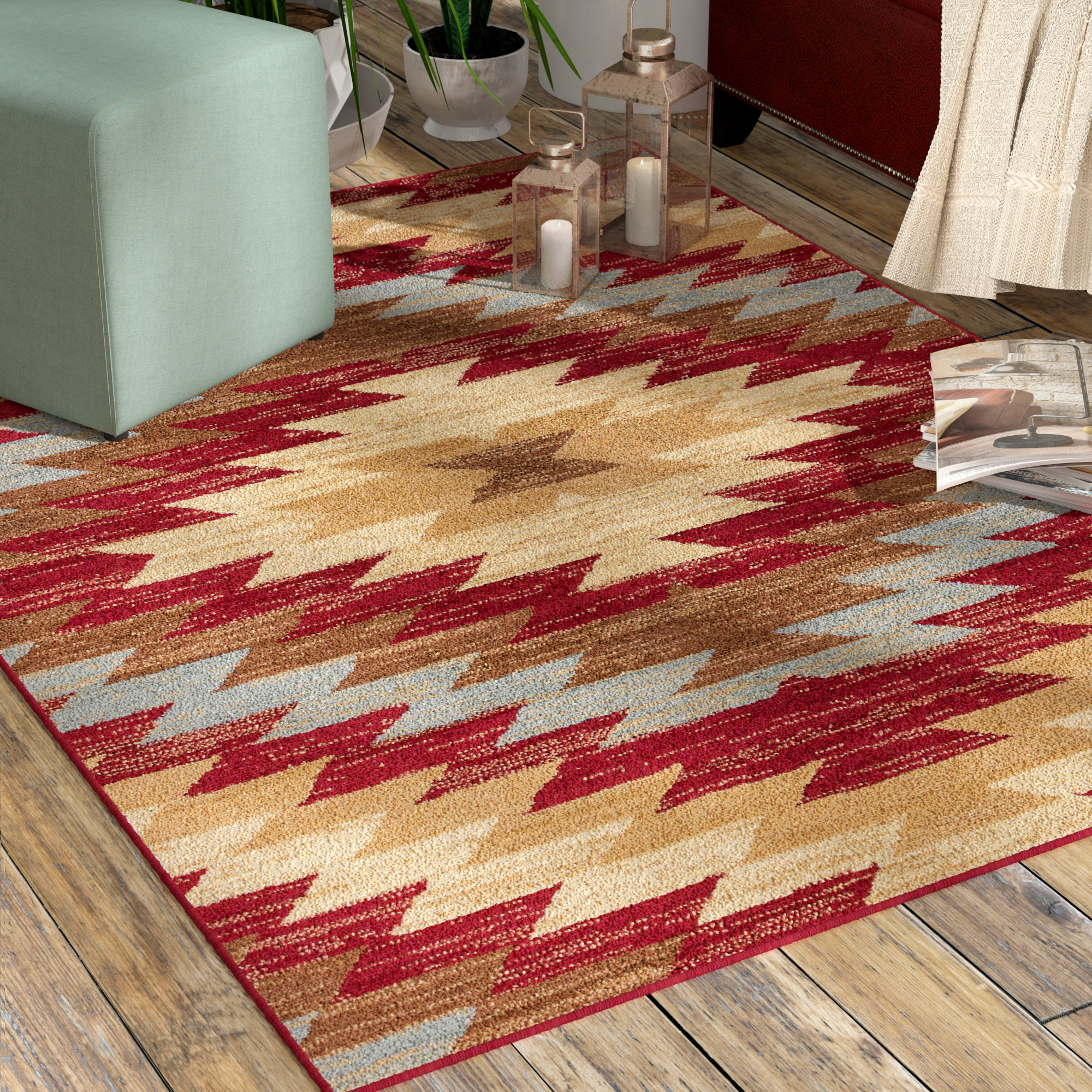 World Menagerie Binstead Power Loom Red Rug Reviews Wayfair