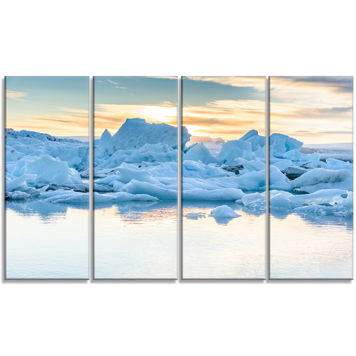 Designart Icebergs In Glacier Lagoon 4 Piece Photographic Print On Wrapped Canvas Set Wayfair
