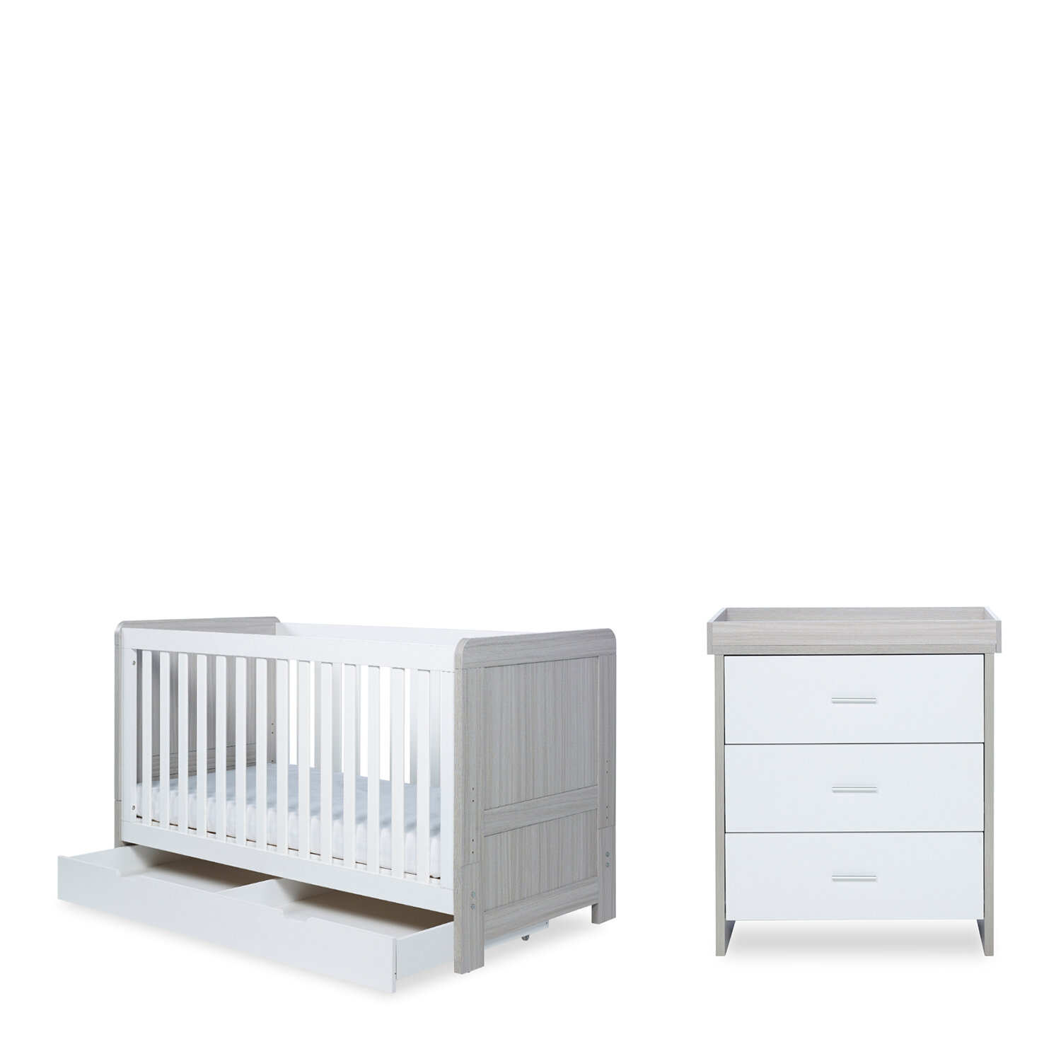 cot bed with changing top and drawer