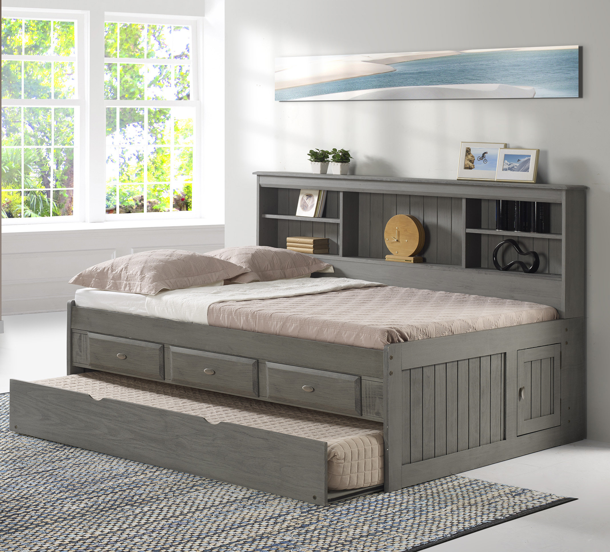 Harriet Bee Gilbertson Charcoal Bookcase Daybed With 3 Drawers And Harriet Bee Gilbertson Charcoal