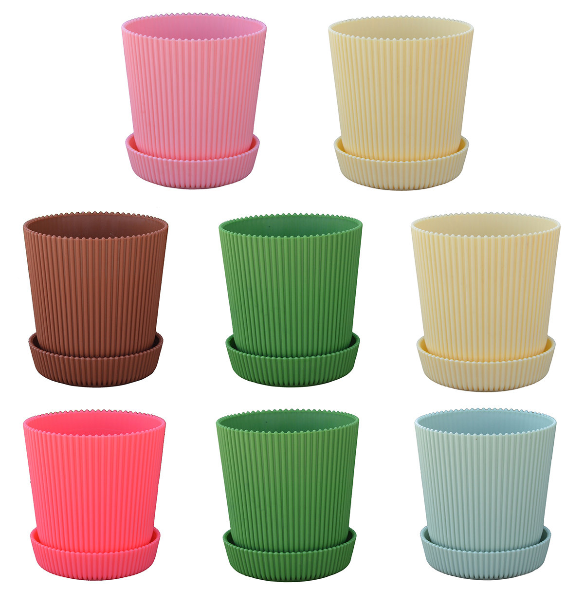 Ebern Designs Luxehome Adorable Flower Pot With Drainage Hole Sturdy And Durable Plant Pot With Sauce Bright And Attractive Colour Set Of 8 Reviews Wayfair Ca