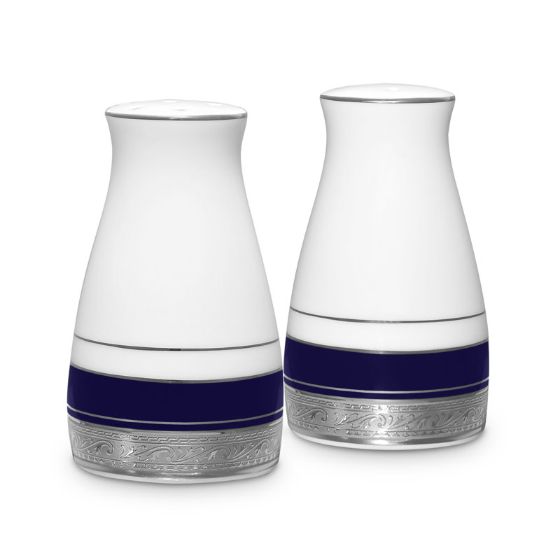 Saliera E Peperiera Noritake Odessa In Porcellana Ossea Con Banda Platino - Eleganti, Per La Tavola, Lavabili In Lavastoviglie