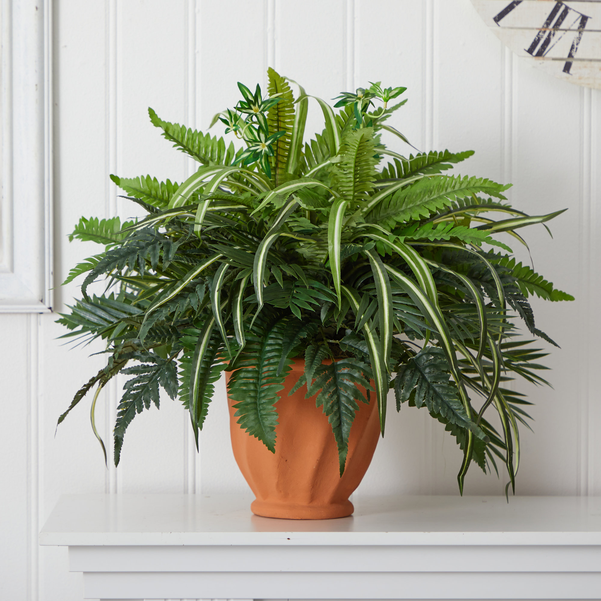 Charlton Home® 23'' Faux Fern Plant in Terracotta Planter & Reviews
