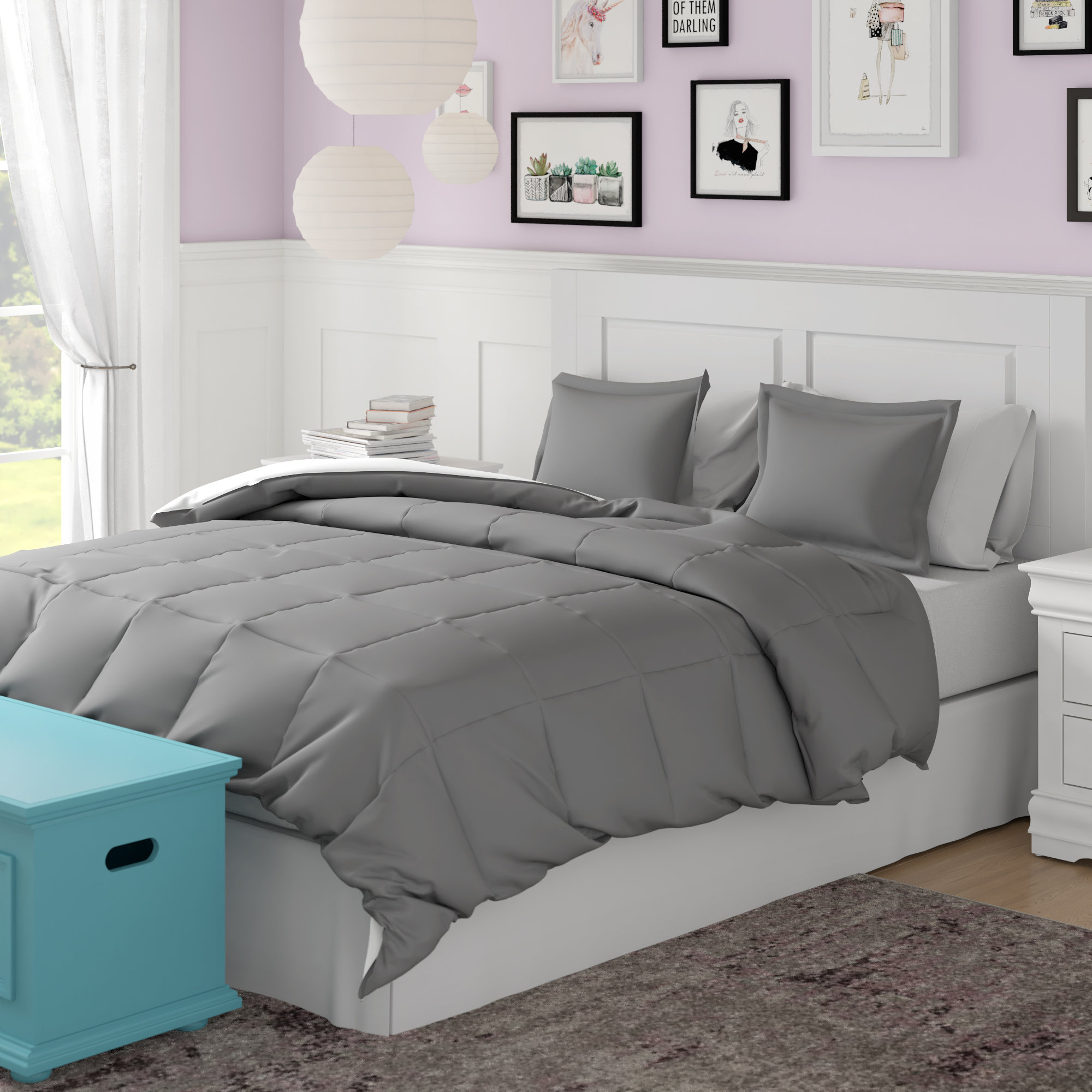 Reversible Comforter Set Down Alternative 3-Piece Bedding Super SOFT 11 Colors