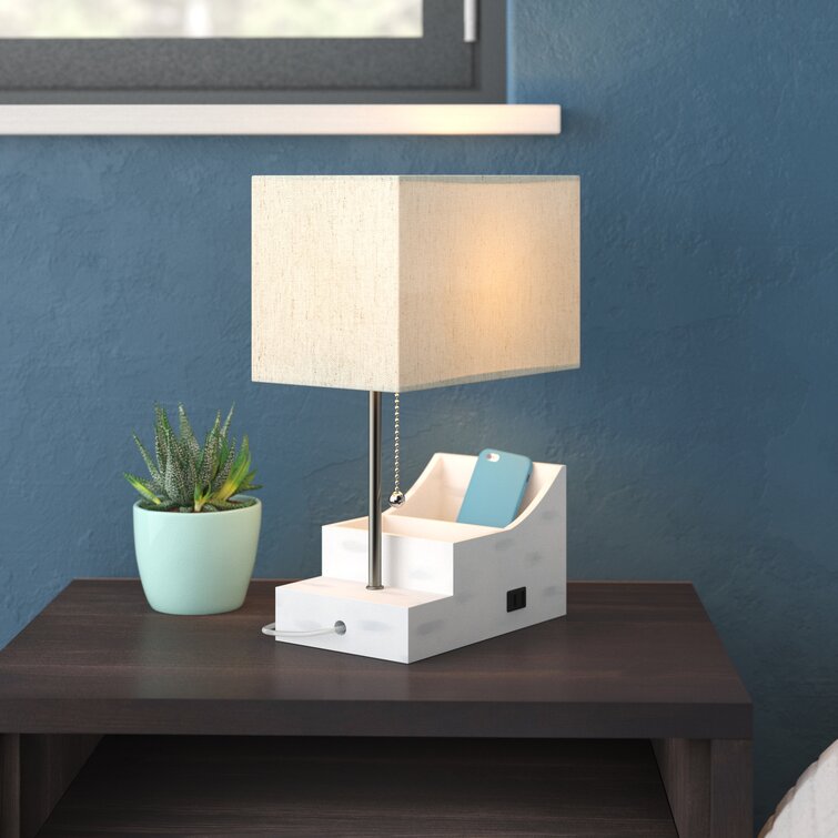 Wood Base Decoration Desk Table Bedside Light Lamp ARTSYLAMP Geometries White 