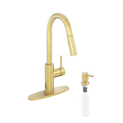 ( different color ) Willow Single-Handle Pull Down Sprayer Kitchen Faucet with Infrared Sensor, Soap Dispenser and Deck Plate