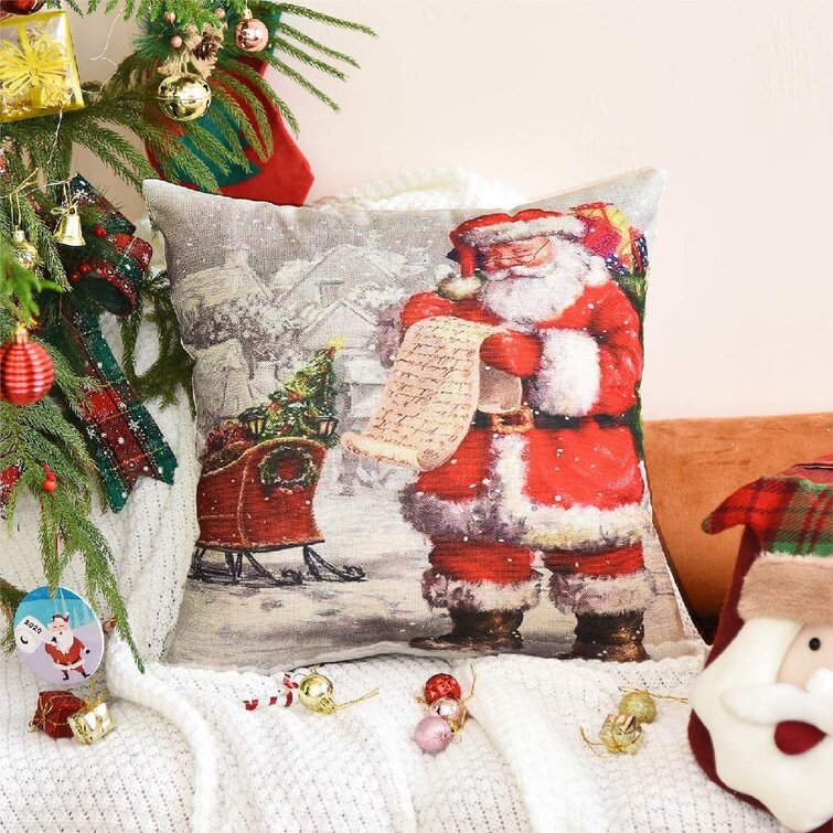Christmas Cushion Cover Luxury Festive Red Xmas Chenille Throw Covers 18" x 18" 