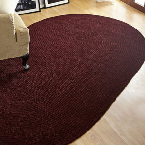 Chenille Reversible Dark Red Indoor/Outdoor Area Rug