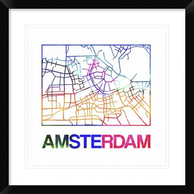 Naxart Amsterdam Watercolor Street Map Framed Graphic Art Print