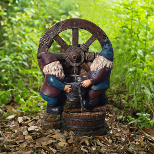 Resin Outdoor Little Gnome Friends Fountain