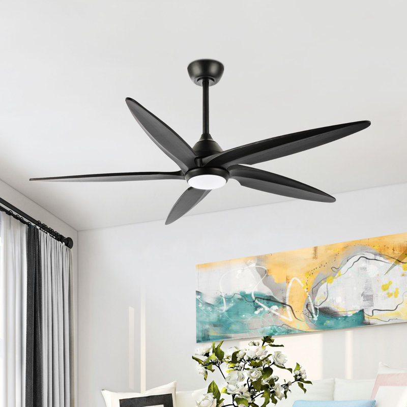 Chanille 5-Blade Solid Wood Ceiling Fan with LED Light and Remote Control