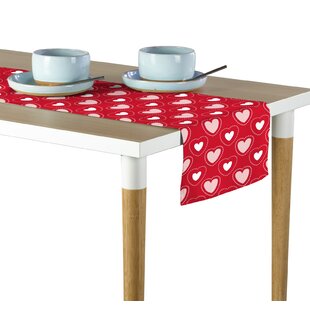 Happy Valentine's Day Cupid and Rose Background Lightweight Non Slip Dresser Scarf for Daily Use Dining Table Runner Mats 18x72 Inch Linen Burlap Tabletop Cover for Family Dinner Parties 