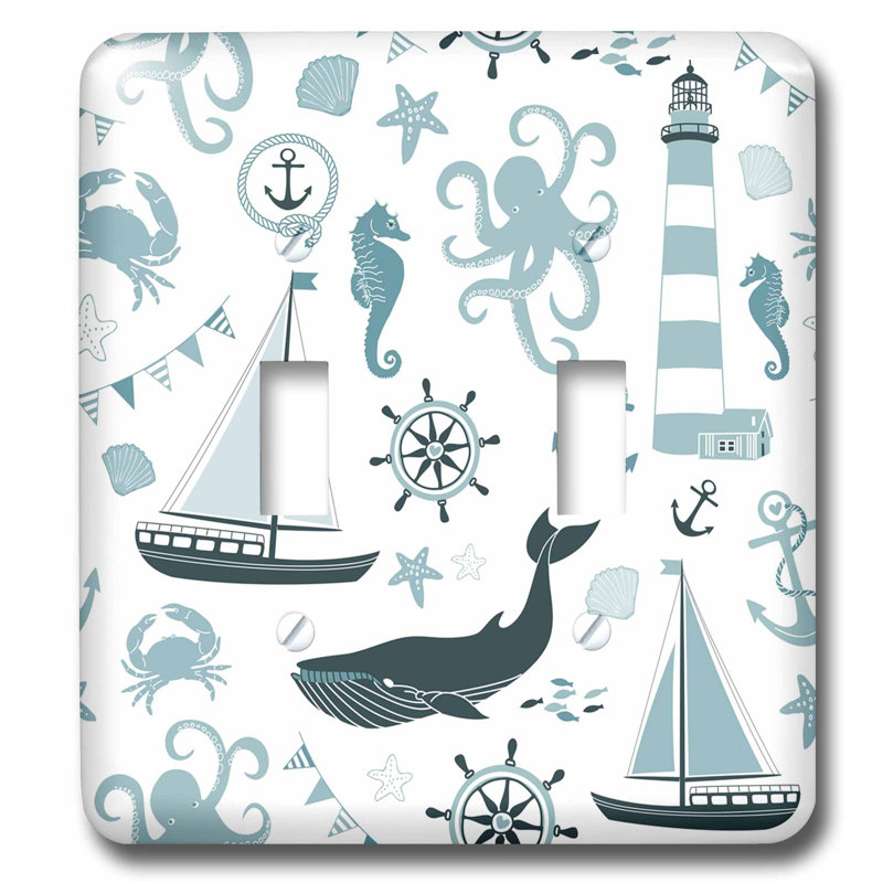 Octopus Boat Anchor 2 Gang Toggle Light Switch Wall Plate