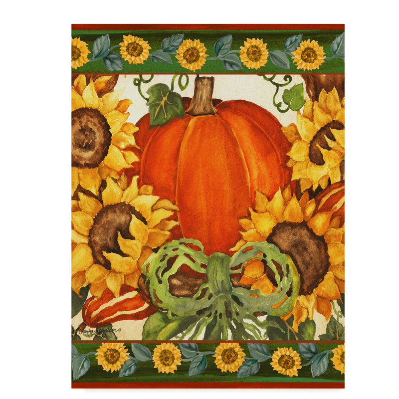 The Holiday Aisle Pumpkin And Sunflowers Acrylic Painting Print