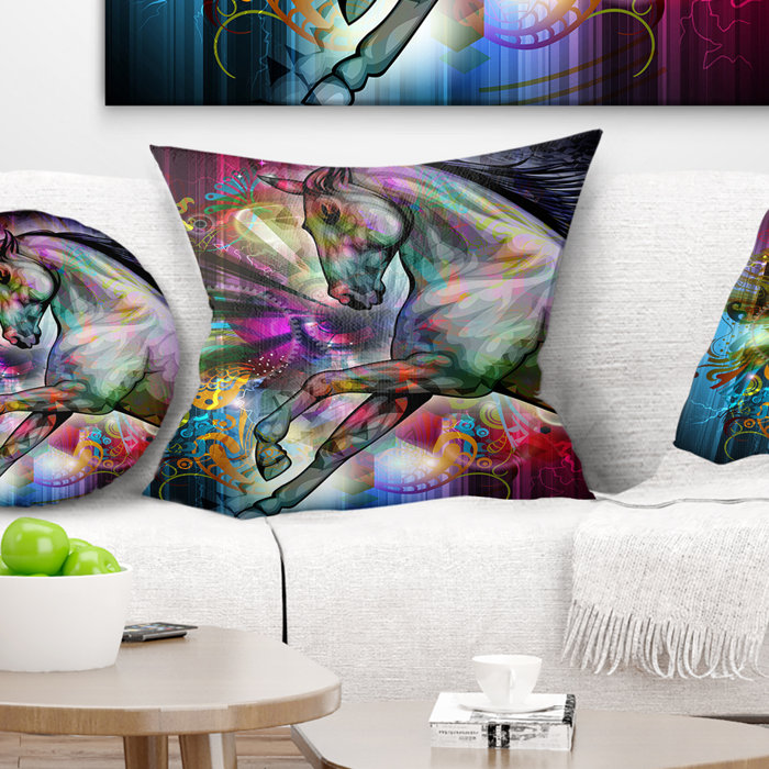 East Urban Home Designart Horse Over Colourful Abstract Image