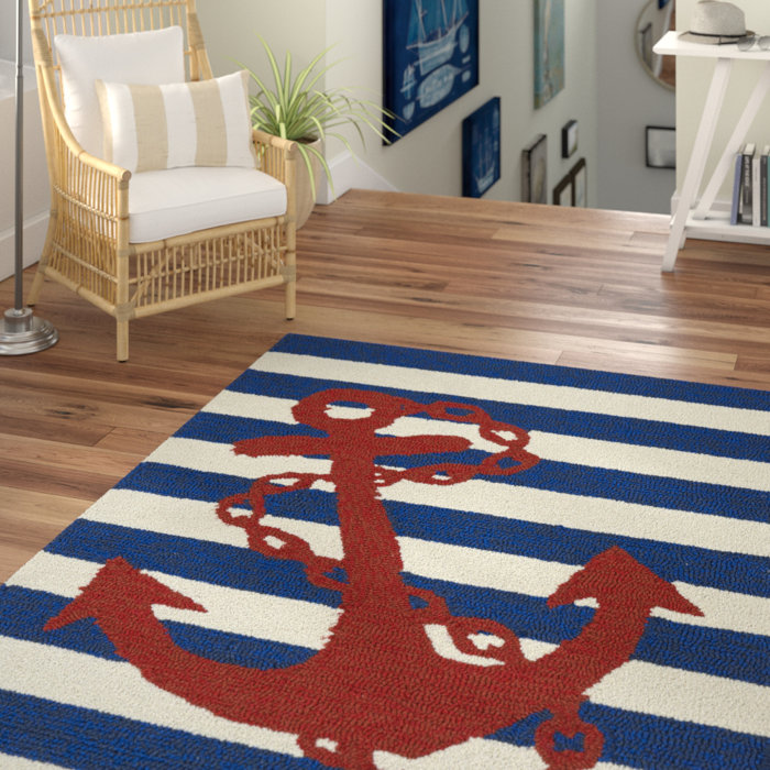 Beachcrest Home Sereno Handmade Blue Indoor Outdoor Area Rug