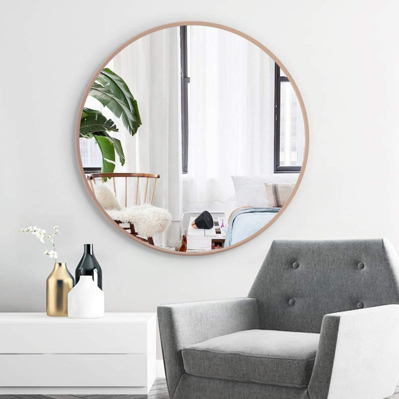 Hashtag Home 30 Wall Round Mirror Retro Aluminum Alloy Metal Frame Wall Mounted Mirror Decorative Mirror For Bedroom Vanity Washrooms Living Room Entryway Rose Gold Reviews Wayfair Ca