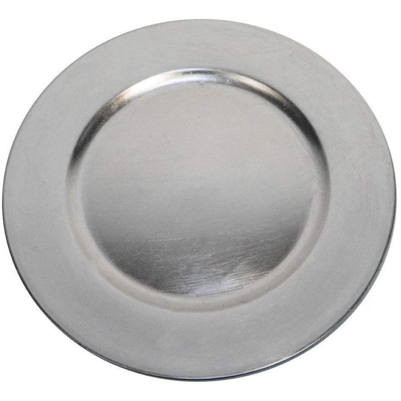 Luxurious Silver Round Charger Dinner Plates Silver Beaded Plastic Charger Plate 13" For Holiday Parties Home Decor (Set of 24)