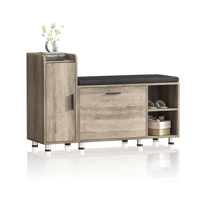 Shoe Storage Bench With Flip Drawer Shoe Cabinet Finish: Gray(Incomplete) 