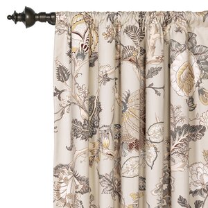 Edith Nature/Floral Semi-Sheer Rod Pocket Single Curtain Panel