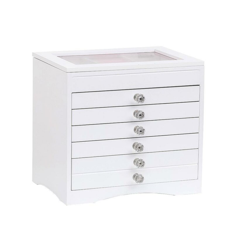 white wooden jewelry box