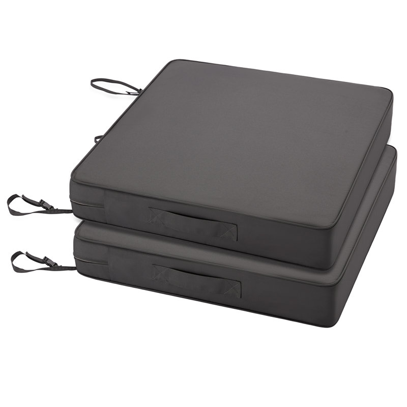 2 - Piece Outdoor Chair Seat Cushion Cushion Size: 22"W x 22"D, Cushion Color: Gray Polyester