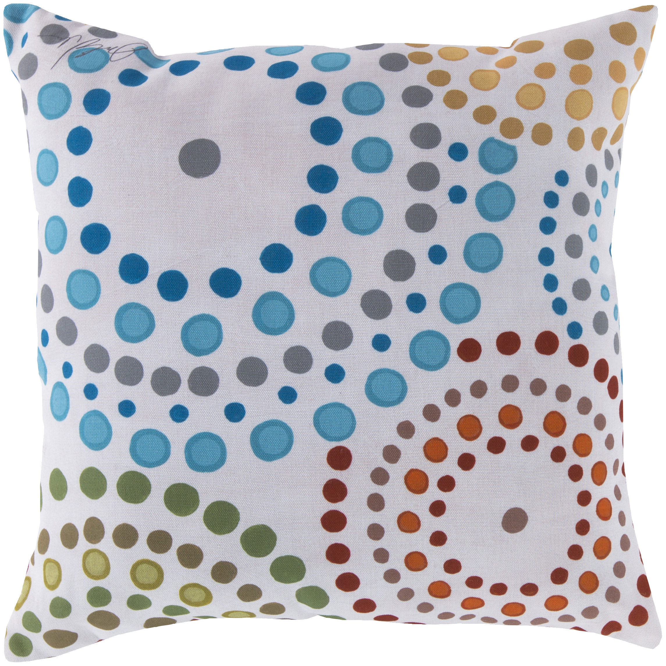Linares Bright Blue Lime Burnt Orange Outdoor Throw Pillow