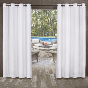 Malaya Textured Solid Sheer Outdoor Grommet Curtain Panels (Set of 2)