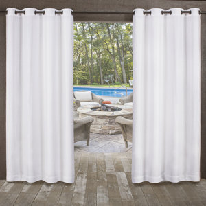 Malaya Textured Solid Sheer Outdoor Grommet Curtain Panels (Set of 2)