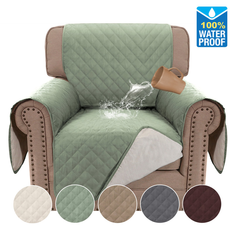 100% Waterproof Microfiber Fabric Sofa Slipcover Chair Cover Furniture Protector Cover with Elastic Straps for Pets Non Slip Loveseat Slipcover Fabric Type: Sage, Size: 76" H x 54" W x 22" D