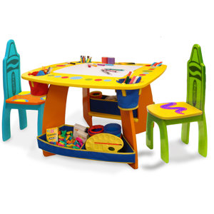 Crayola Wooden Kids 3 Piece Table and Chair Set
