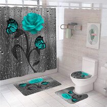 1Set Seaworld Waterproof Bathroom Shower Curtain+Floor Mat+Toilet Seat Cover BJ