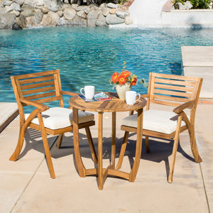 3 Piece Bistro Set with Cushions