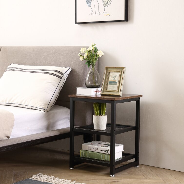 17 Stories Galien Metal Nightstand in Brown/Black | Wayfair