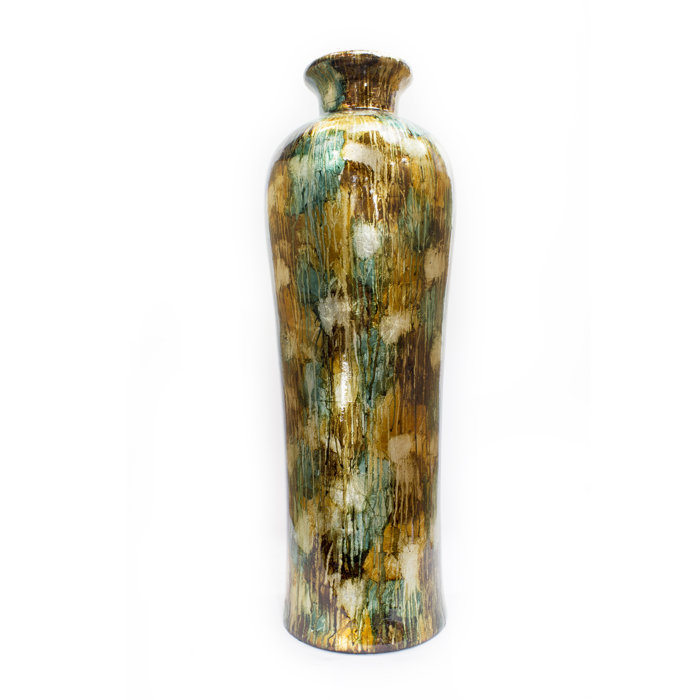 World Menagerie Dekker Foiled And Lacquered Floor Vase Wayfair