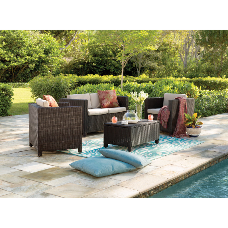 Mercury Row Ka 4 Piece Rattan Sofa Set With Cushions Reviews Ka 4 Piece Rattan Sofa Set With Cushions